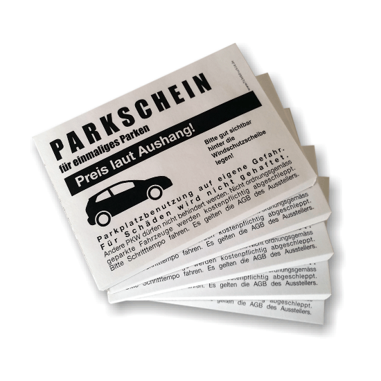 100 x Parkschein / Parkticket / Parkausweis NEUTRAL im Block verleimt bei  Ticketdruck24.de 